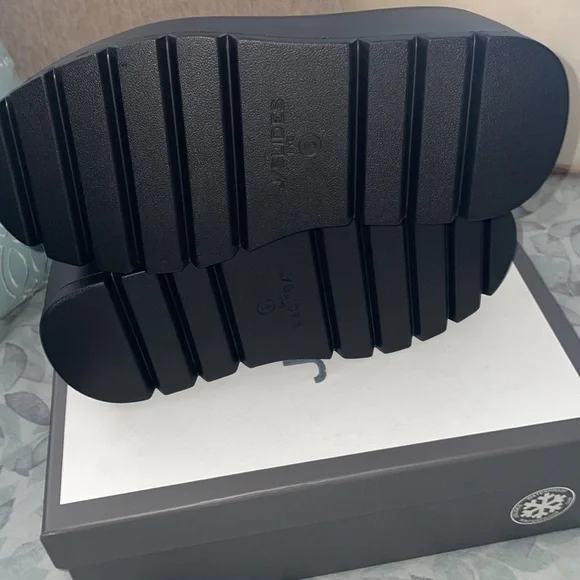 NWT J/SLIDES VICKY Black Leather Platform - Picture 15 of 16